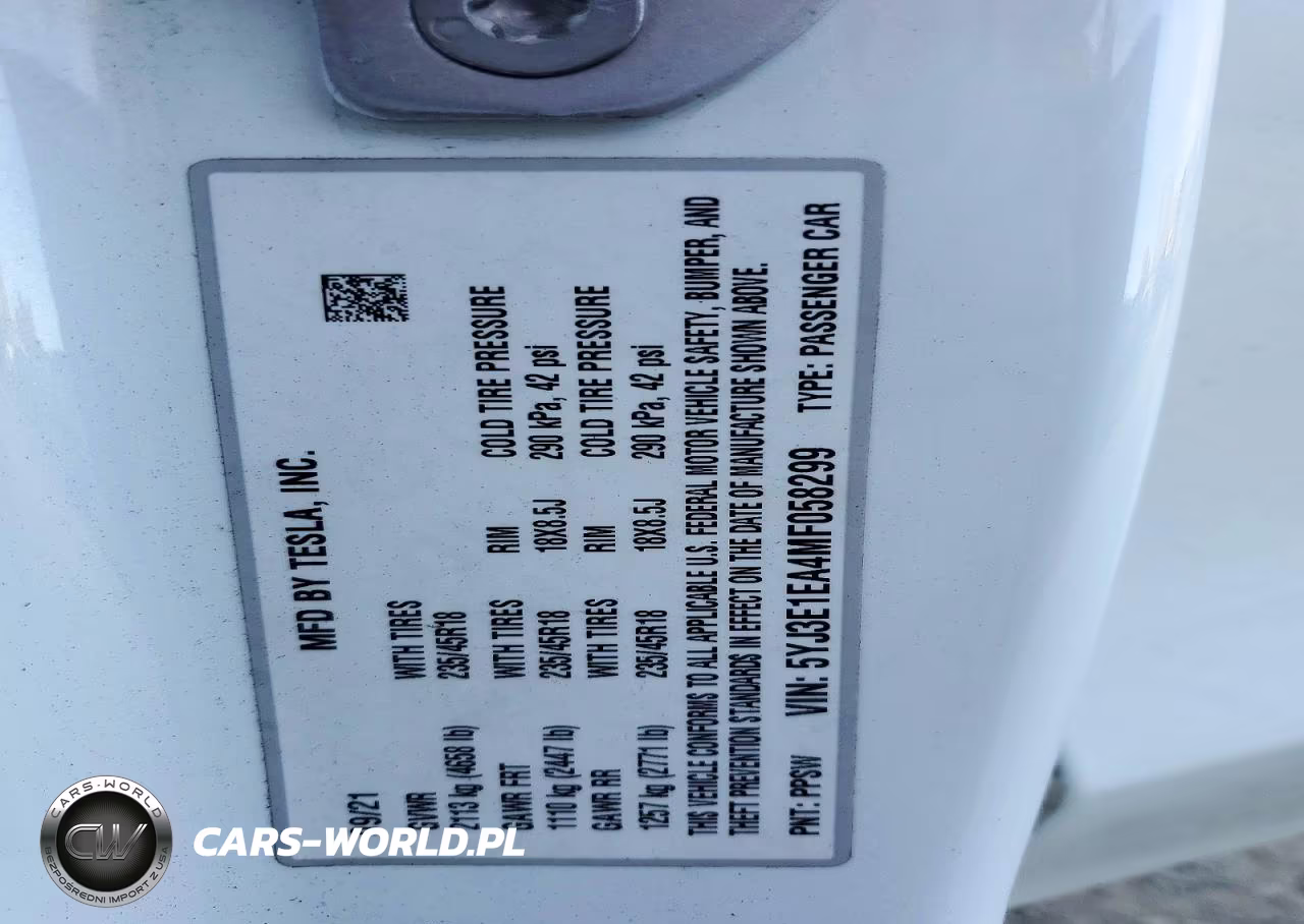2021 Tesla Model 3 VIN:5YJ3E1EA4MF058299 - 12