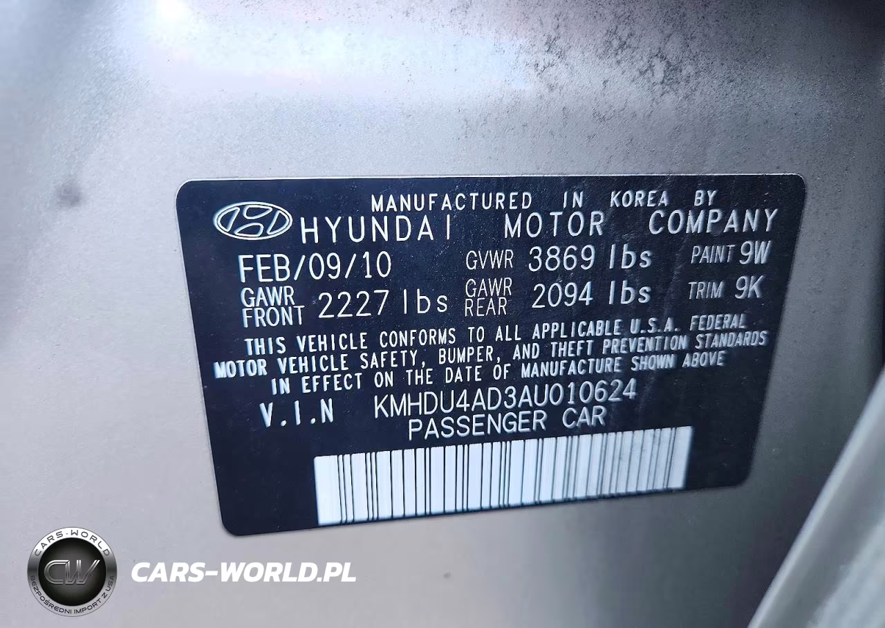 2010 Hyundai Elantra Gls VIN:KMHDU4AD3AU010624 - 12