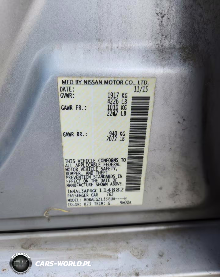 2016 Nissan Altima 2.5 S VIN:1N4AL3AP4GC114882 - 12