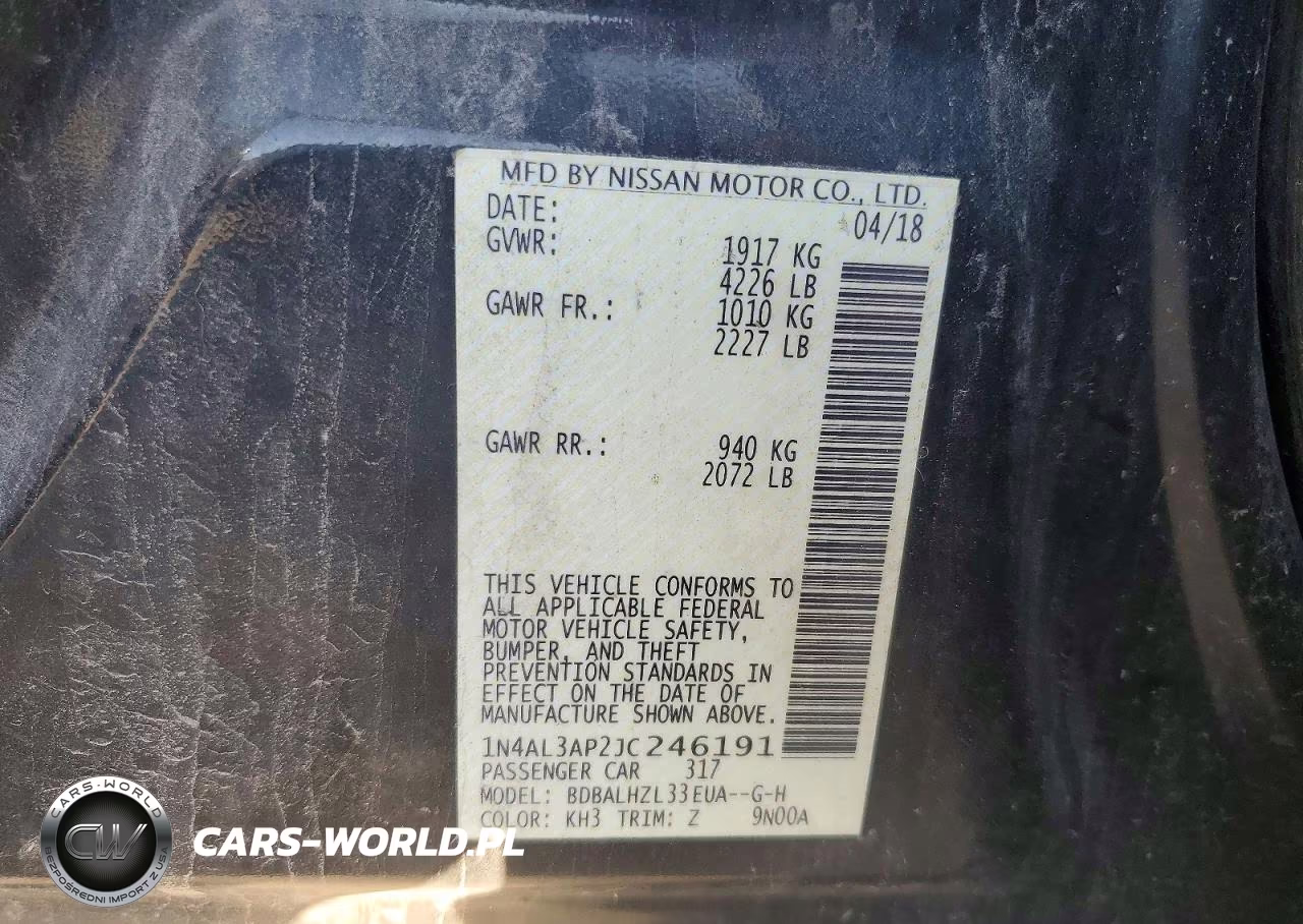 2018 Nissan Altima 2.5 Sr VIN:1N4AL3AP2JC246191 - 12