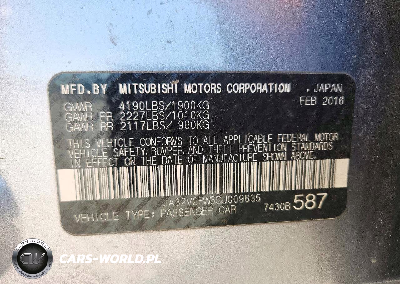 2016 Mitsubishi Lancer Es VIN:JA32V2FW5GU009635 - 12