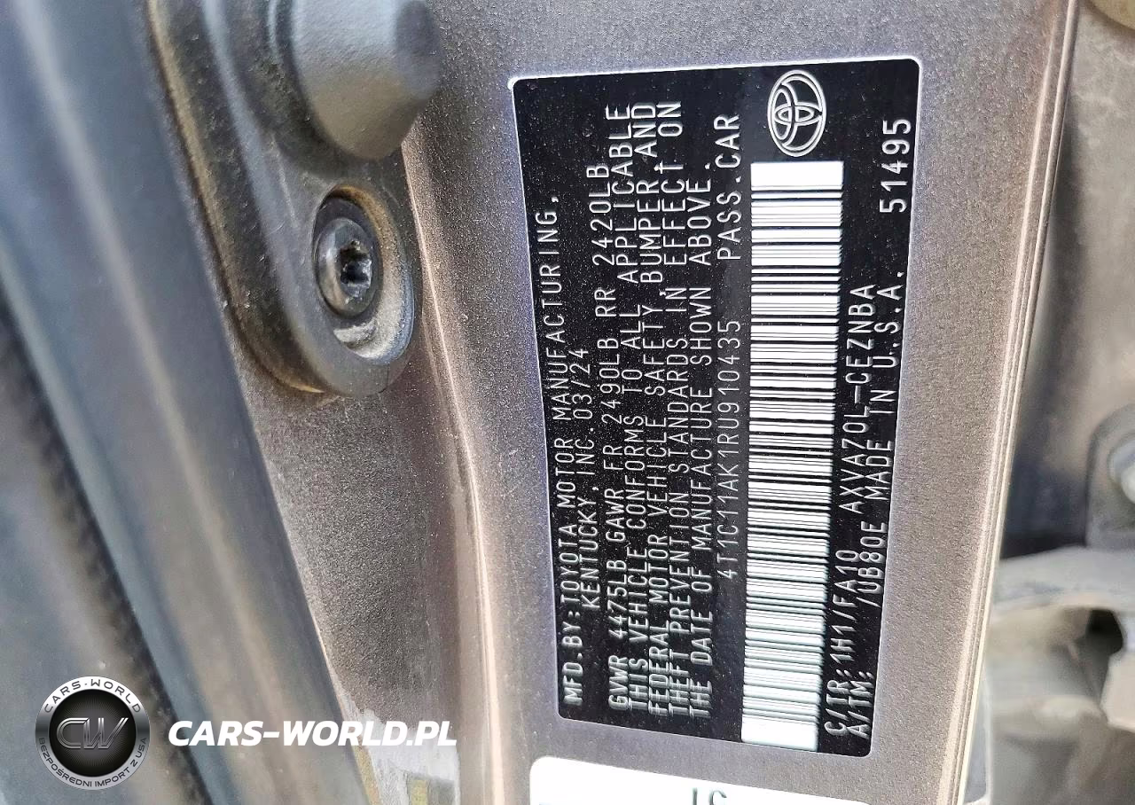 2024 Toyota Camry Le VIN:4T1C11AK1RU910435 - 12