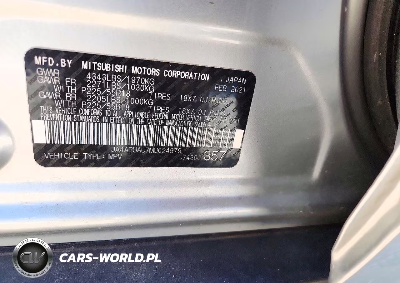 2021 Mitsubishi Outlander Sport Es VIN:JA4ARUAU7MU024579 - 12