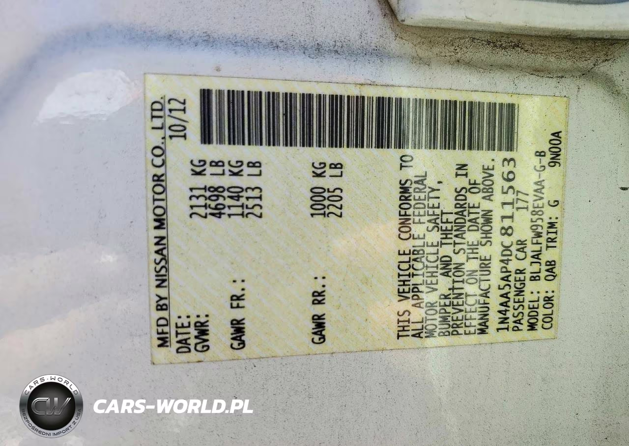2013 Nissan Maxima S VIN:1N4AA5AP4DC811563 - 12