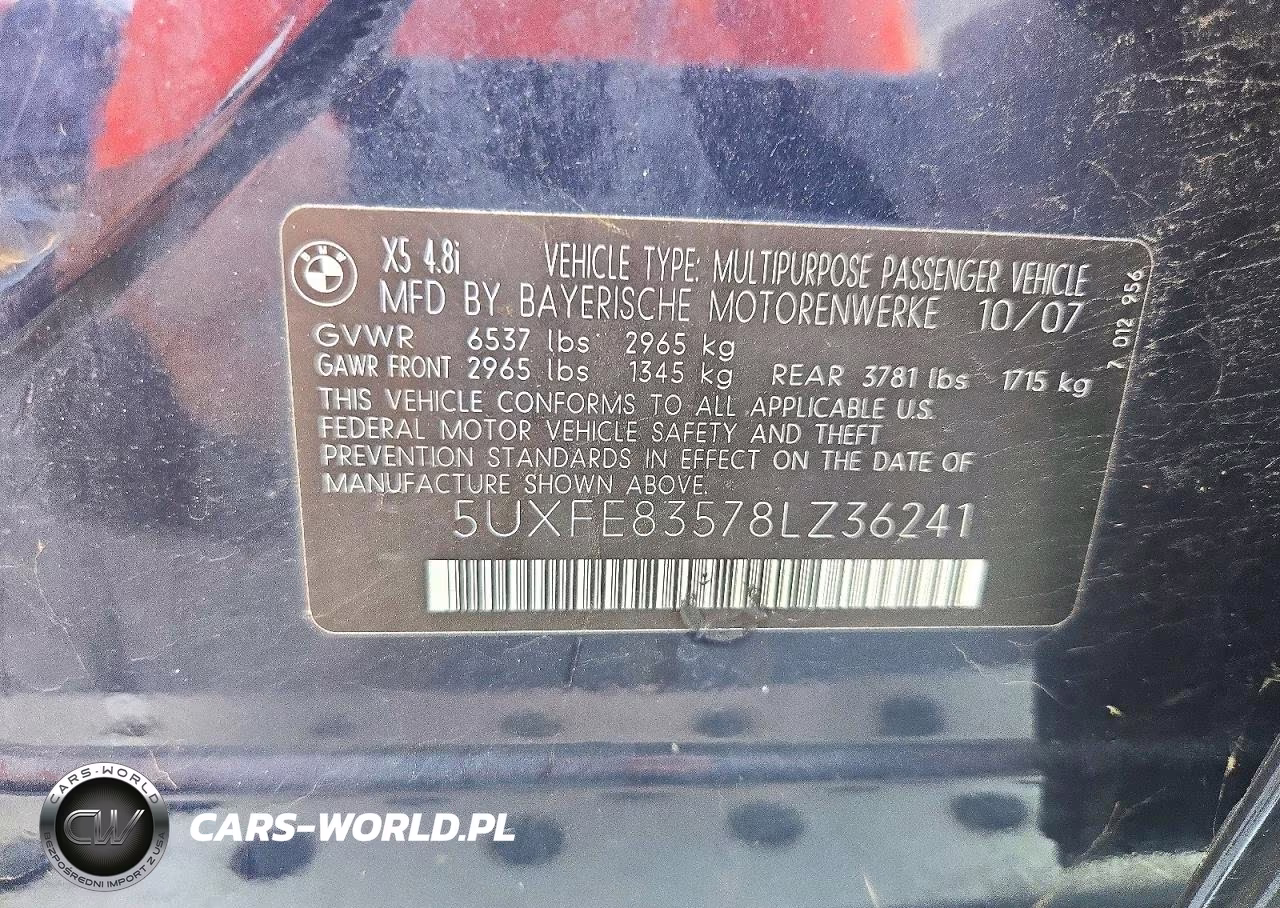 2008 BMW X5 4.8I VIN:5UXFE83578LZ36241 - 12