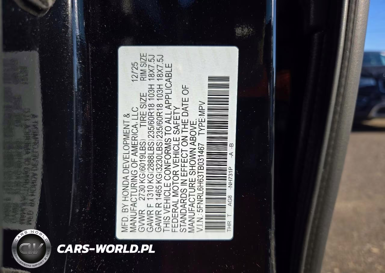 2026 Honda Odyssey Exl VIN:5FNRL6H63TB031467 - 13