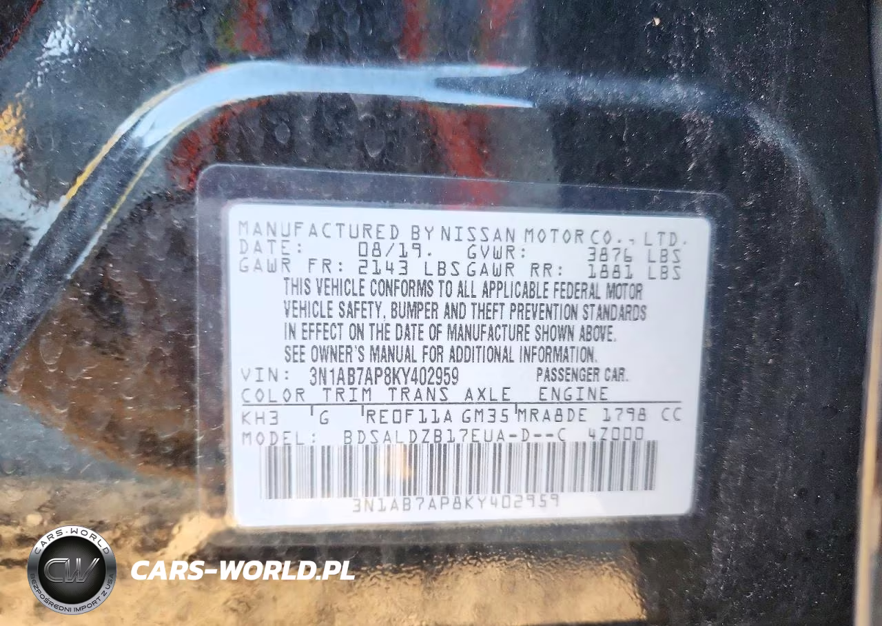 2019 Nissan Sentra Sv VIN:3N1AB7AP8KY402959 - 12