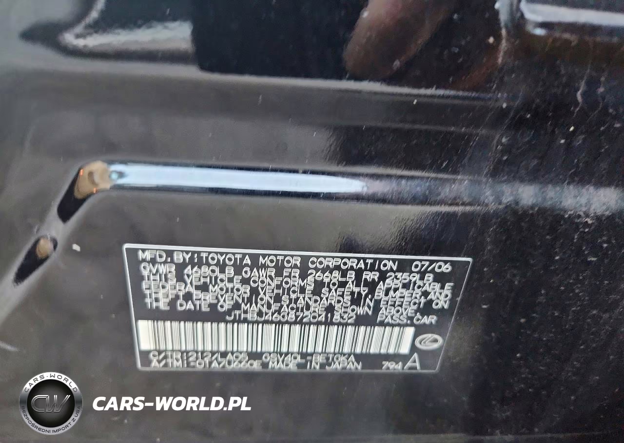 2007 Lexus Es 350 VIN:JTHBJ46G872041832 - 12