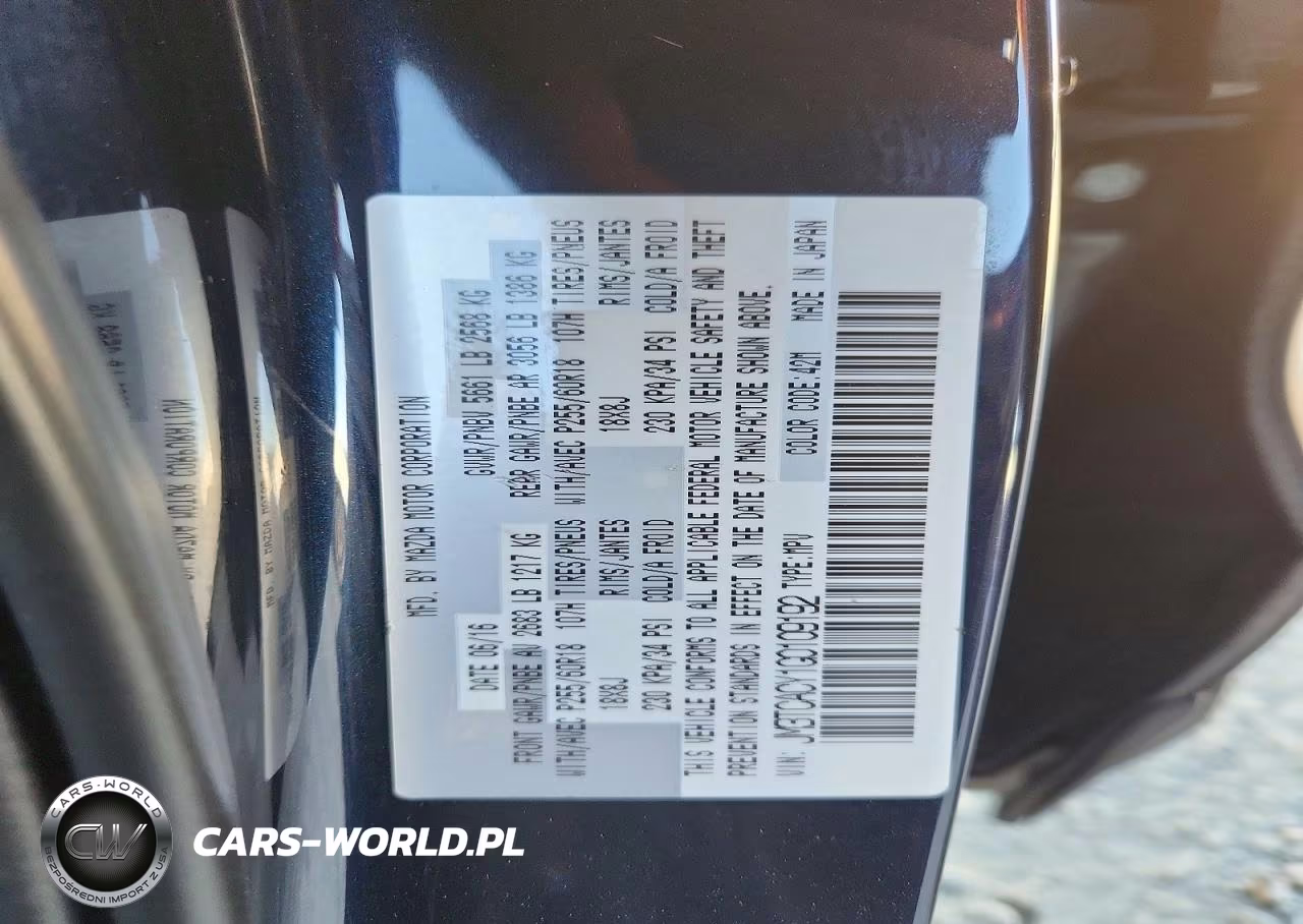 2016 Mazda Cx-9 Touring VIN:JM3TCACY1G0109192 - 14