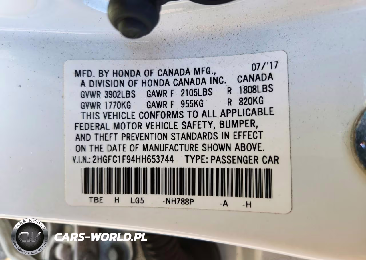 2017 Honda Civic Touring VIN:2HGFC1F94HH653744 - 13