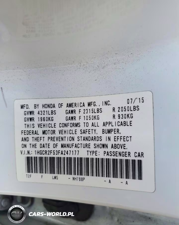2015 Honda Accord Sport VIN:1HGCR2F53FA247177 - 13