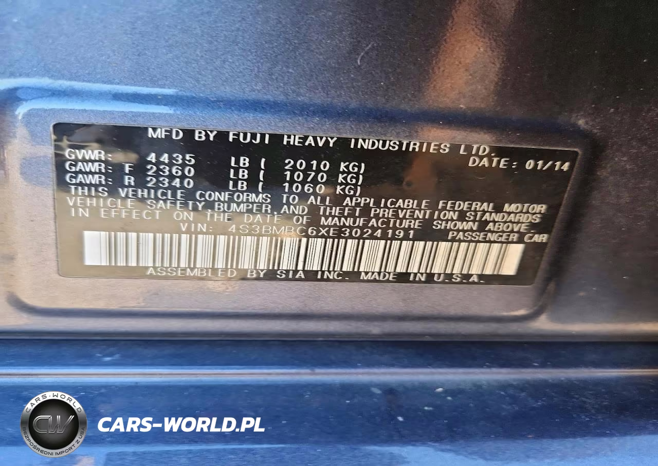 2014 Subaru Legacy 2.5I Premium VIN:4S3BMBC6XE3024191 - 13