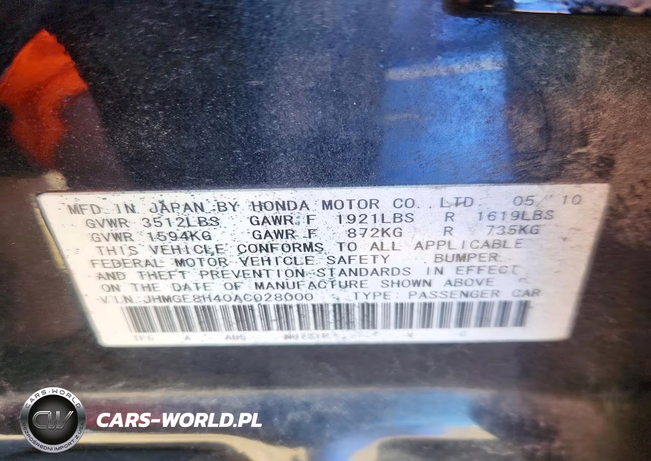 2010 Honda Fit Sport VIN:JHMGE8H40AC028000 - 12