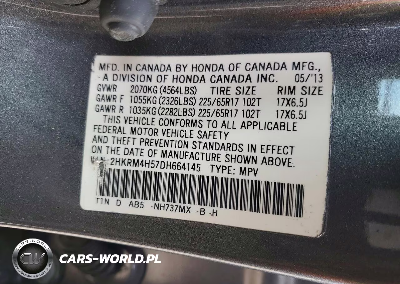 2013 Honda Cr-V Ex VIN:2HKRM4H57DH664145 - 14