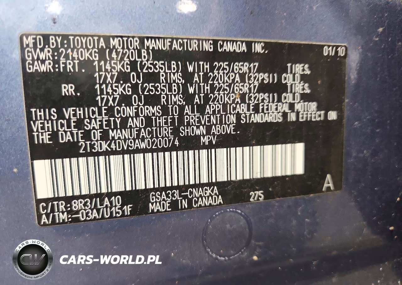 2010 Toyota Rav4 Limited VIN:2T3DK4DV9AW020074 - 13