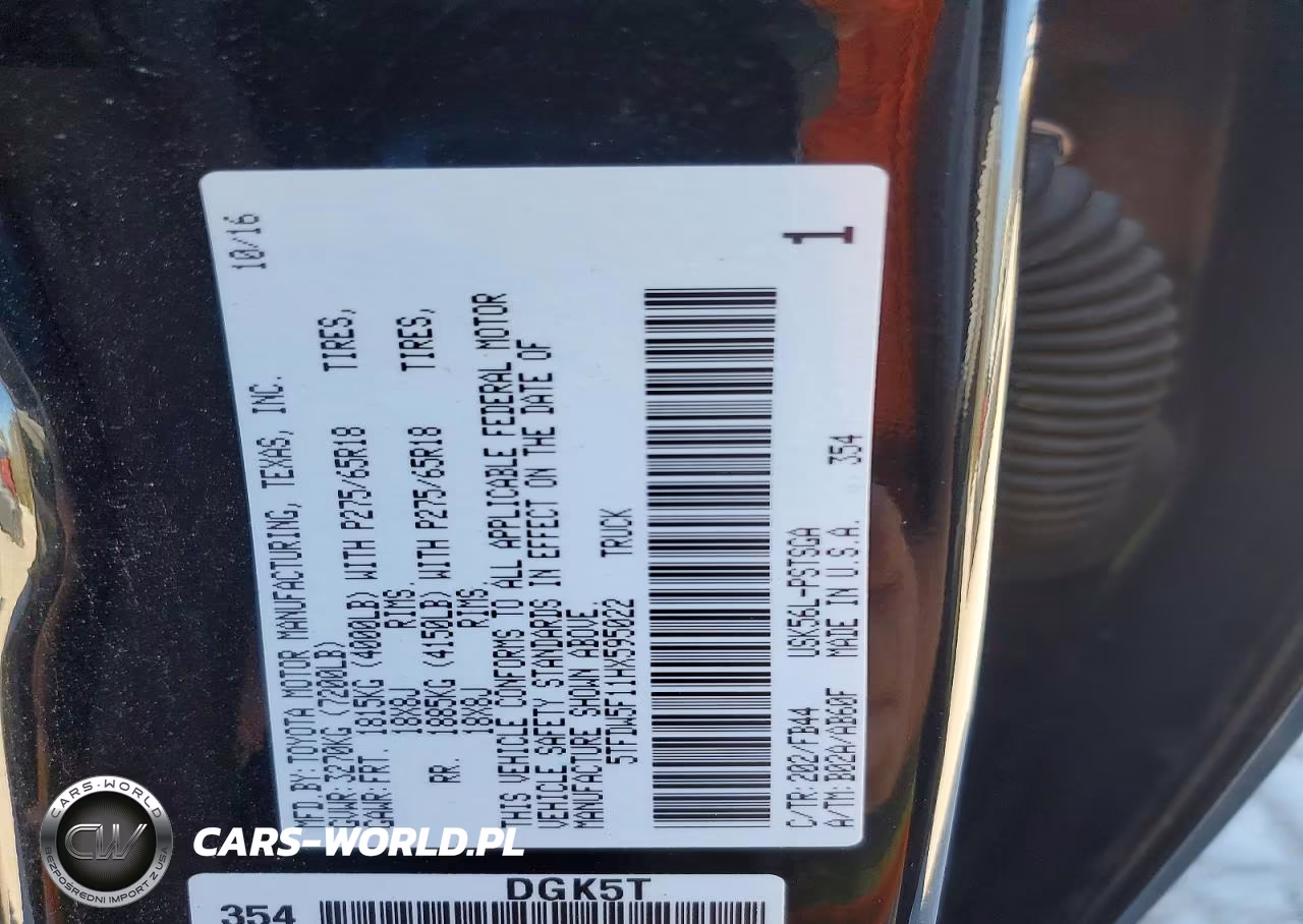 2017 Toyota Tundra Sr5 VIN:5TFDW5F11HX595022 - 12
