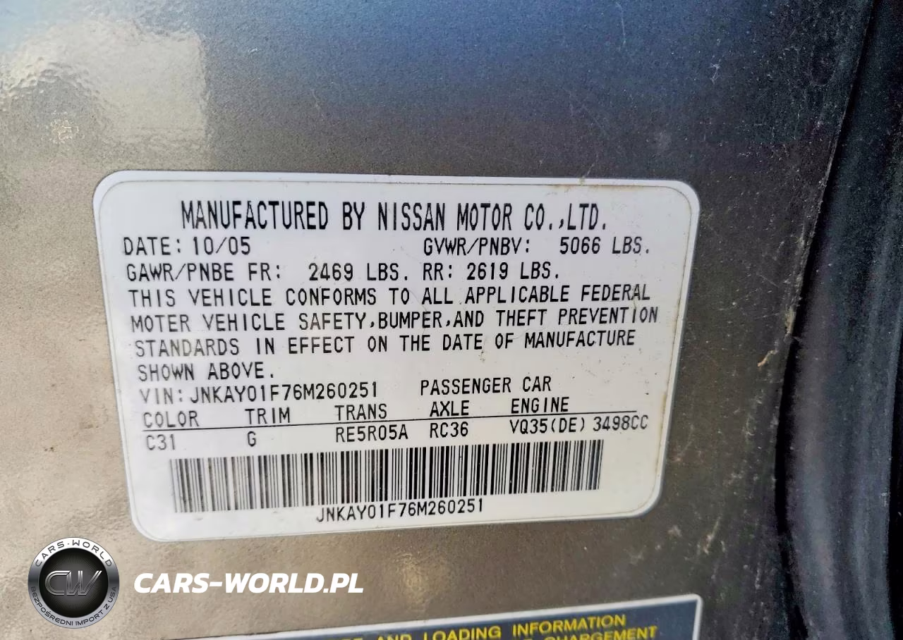 2006 Infiniti M35 Base VIN:JNKAY01F76M260251 - 12