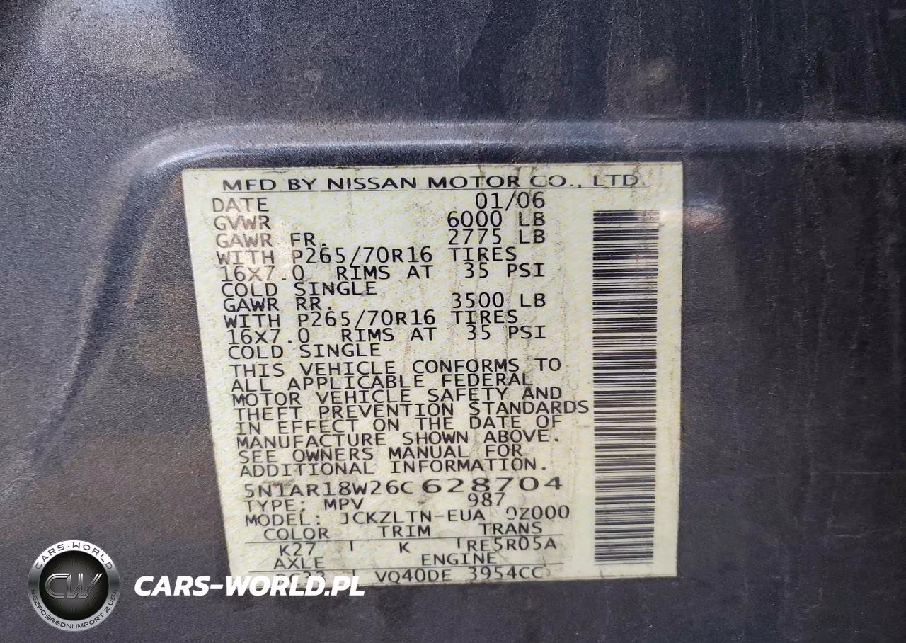 2006 Nissan Pathfinder S VIN:5N1AR18W26C628704 - 12