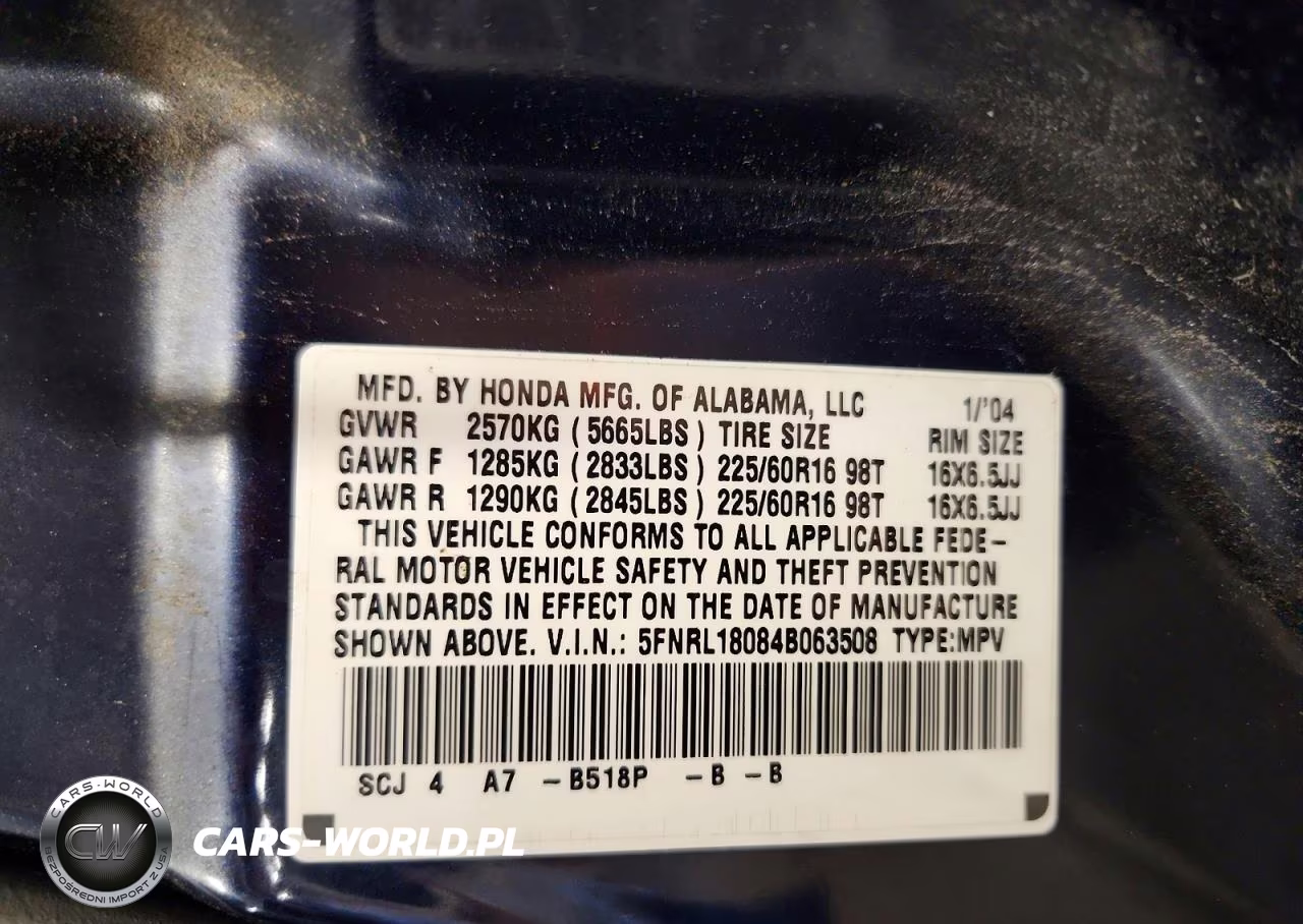 2004 Honda Odyssey Exl VIN:5FNRL18084B063508 - 13