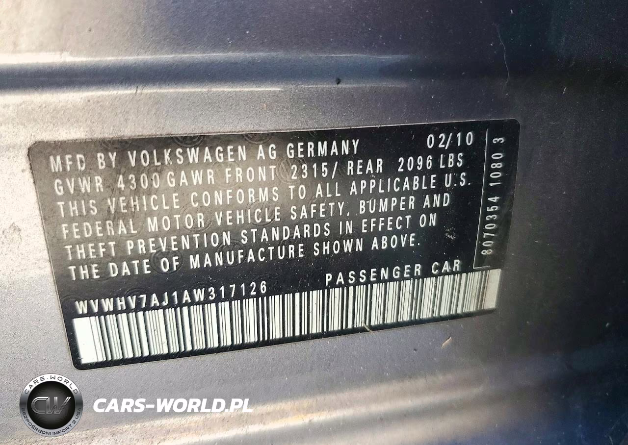 2010 Volkswagen Gti VIN:WVWHV7AJ1AW317126 - 12