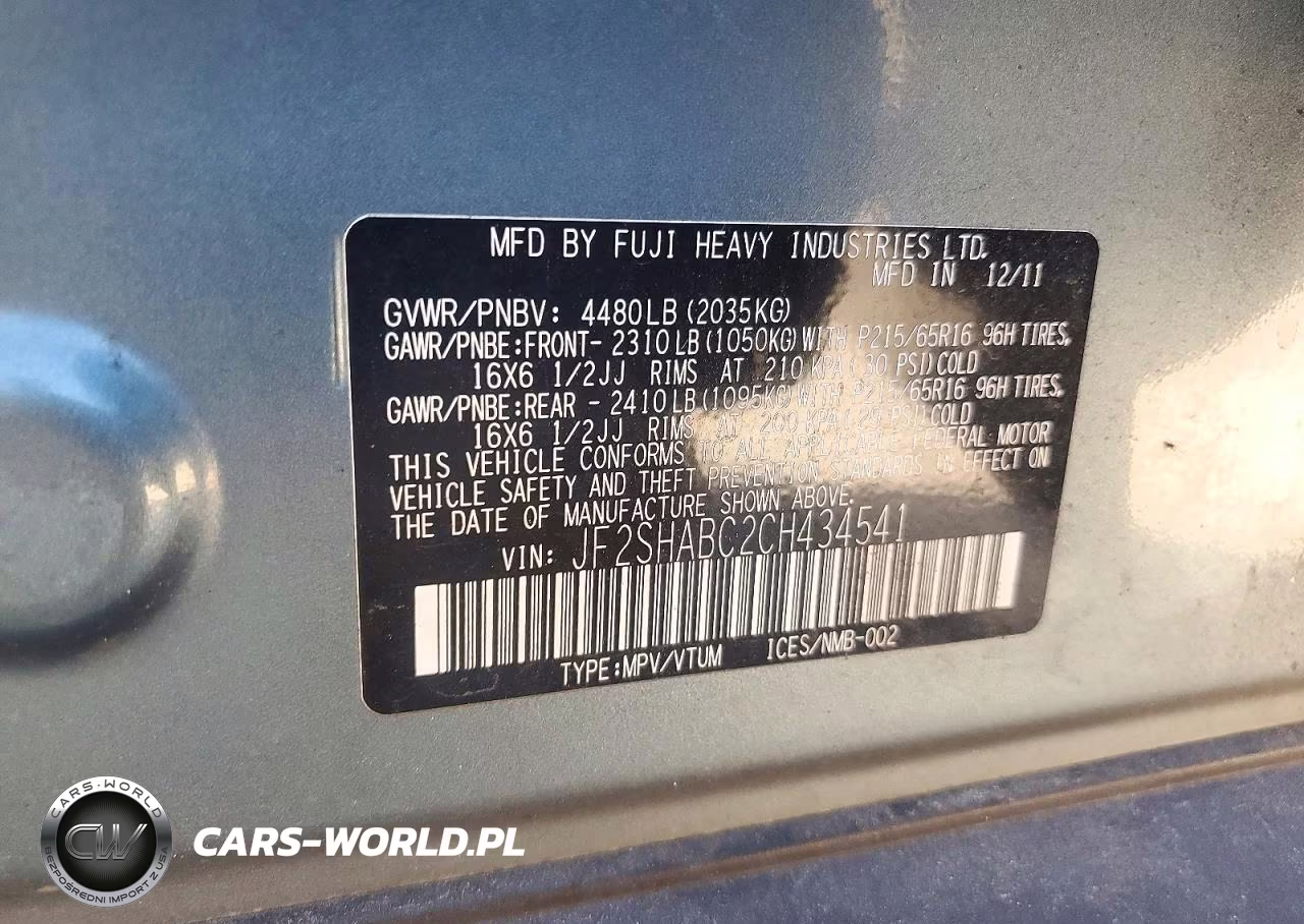 2012 Subaru Forester 2.5X VIN:JF2SHABC2CH434541 - 13