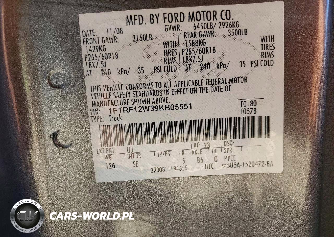 2009 Ford F150 VIN:1FTRF12W39KB05551 - 12
