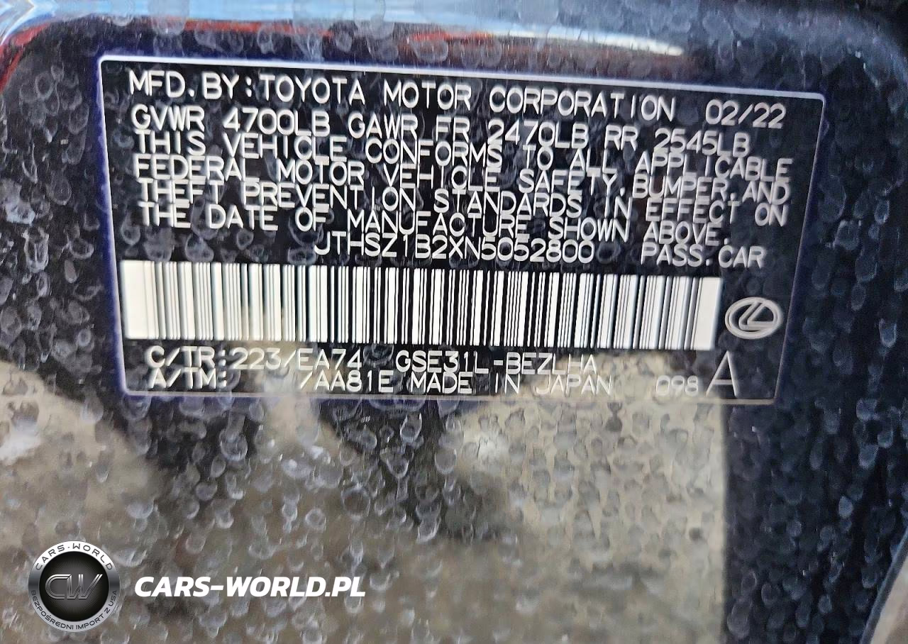 2022 Lexus Is 350 F Sport VIN:JTHSZ1B2XN5052800 - 12