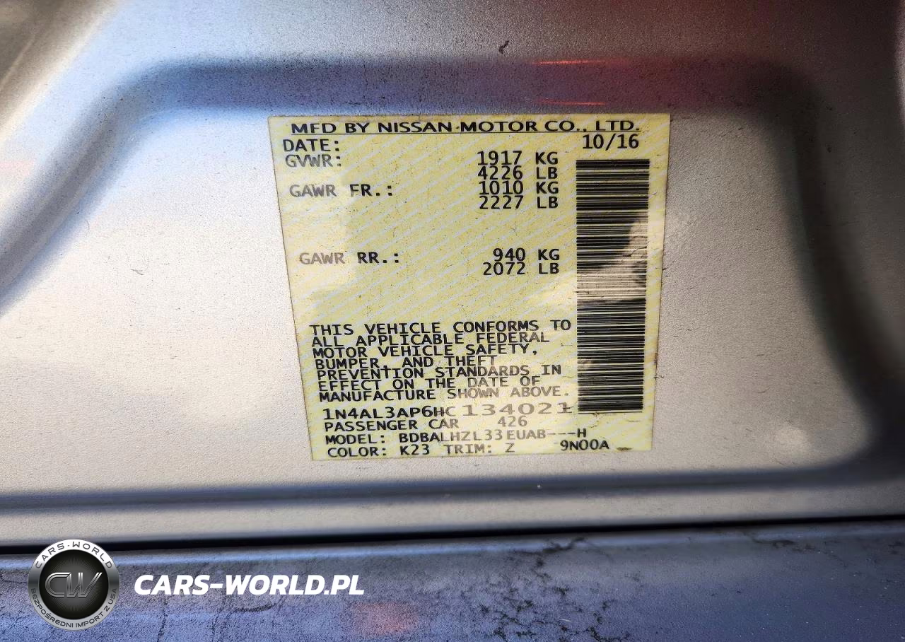2017 Nissan Altima 2.5 Sr VIN:1N4AL3AP6HC134021 - 13