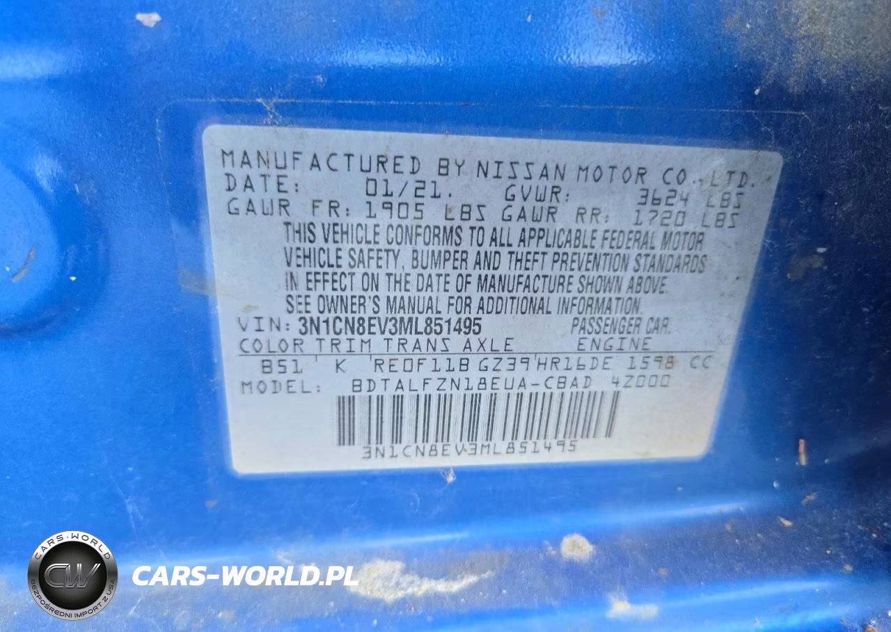 2021 Nissan Versa Sv Xtronic Cvt VIN:3N1CN8EV3ML851495 - 13
