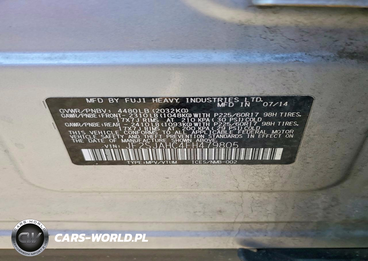 2015 Subaru Forester 2.5I Limited VIN:JF2SJAHC4FH479805 - 13