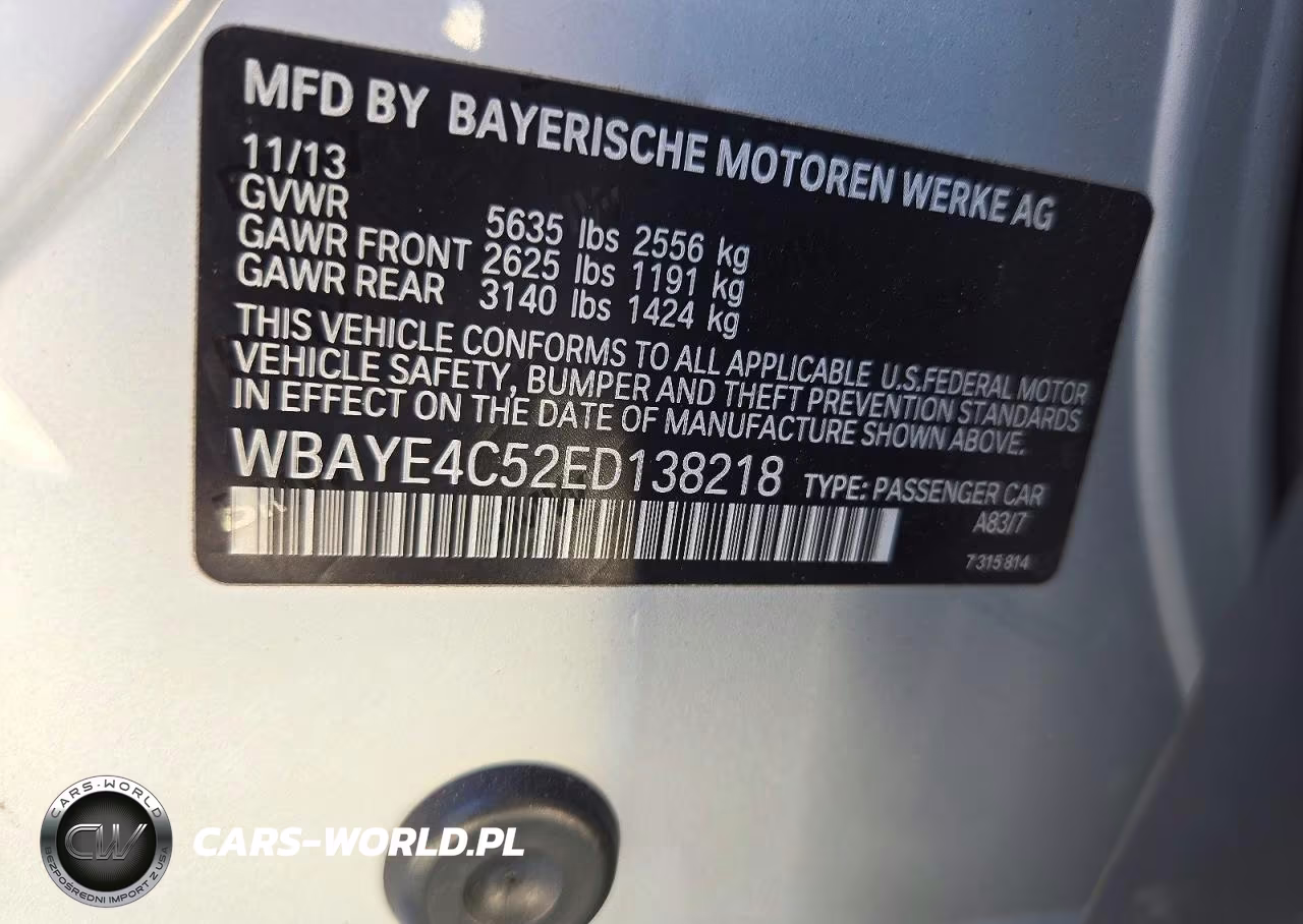 2014 BMW 740 Li VIN:WBAYE4C52ED138218 - 13