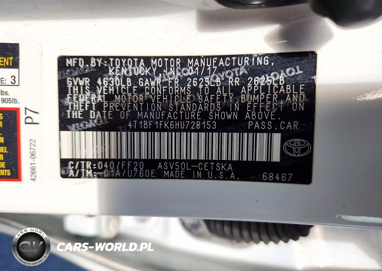 2017 Toyota Camry Se VIN:4T1BF1FK6HU728153 - 12