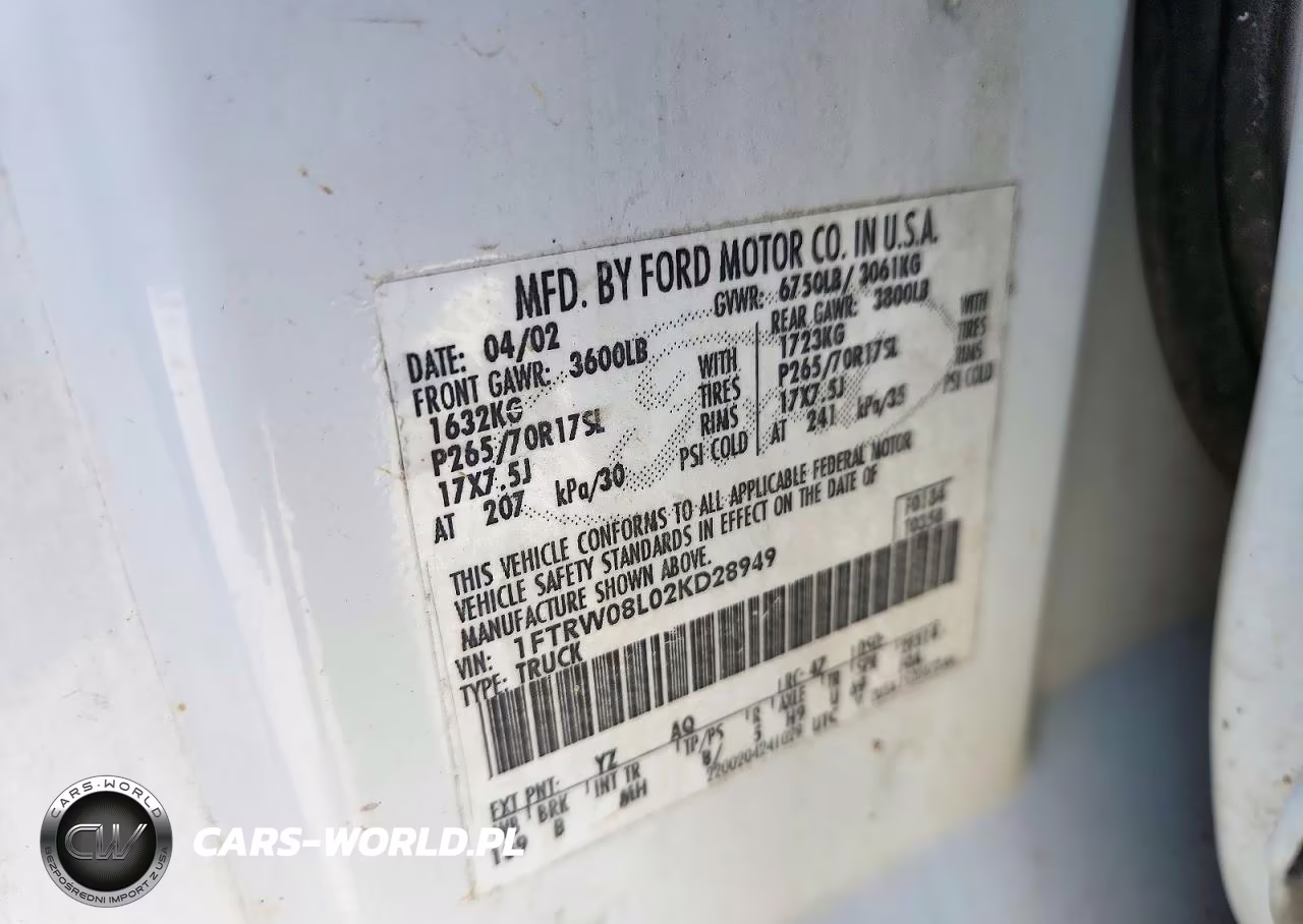 2002 Ford F150 Supercrew VIN:1FTRW08L02KD28949 - 12