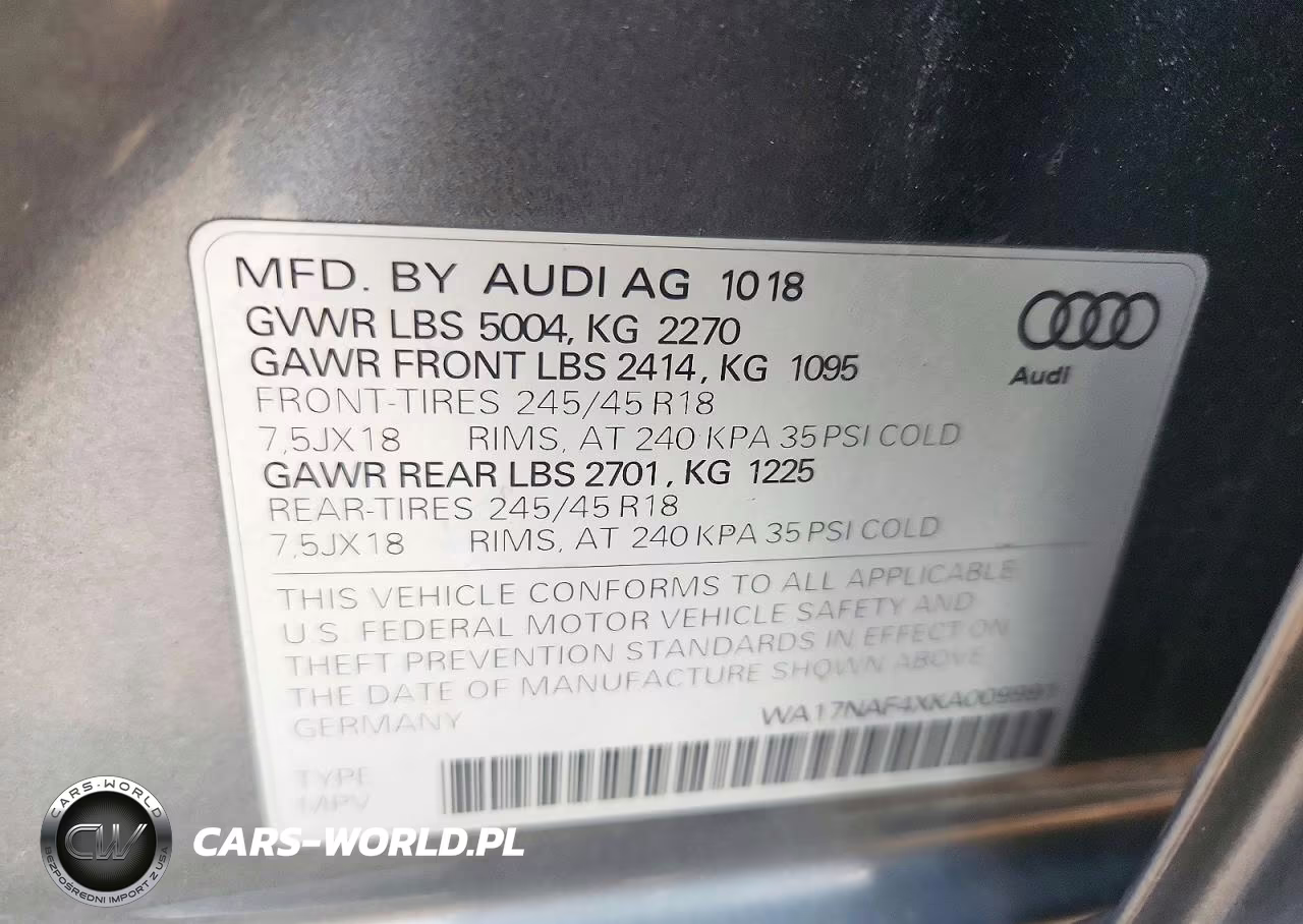 2019 Audi A4 Allroad Premium VIN:WA17NAF4XKA009991 - 13