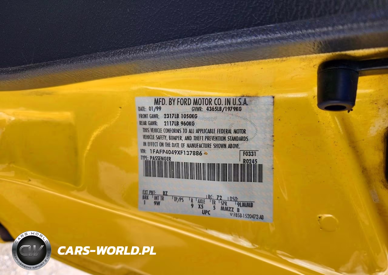 1999 Ford Mustang VIN:1FAFP4049XF137886 - 13
