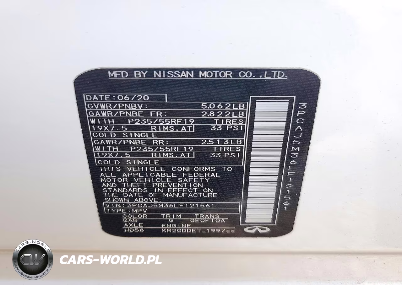 2020 Infiniti Qx50 Sensory VIN:3PCAJ5M36LF121561 - 14