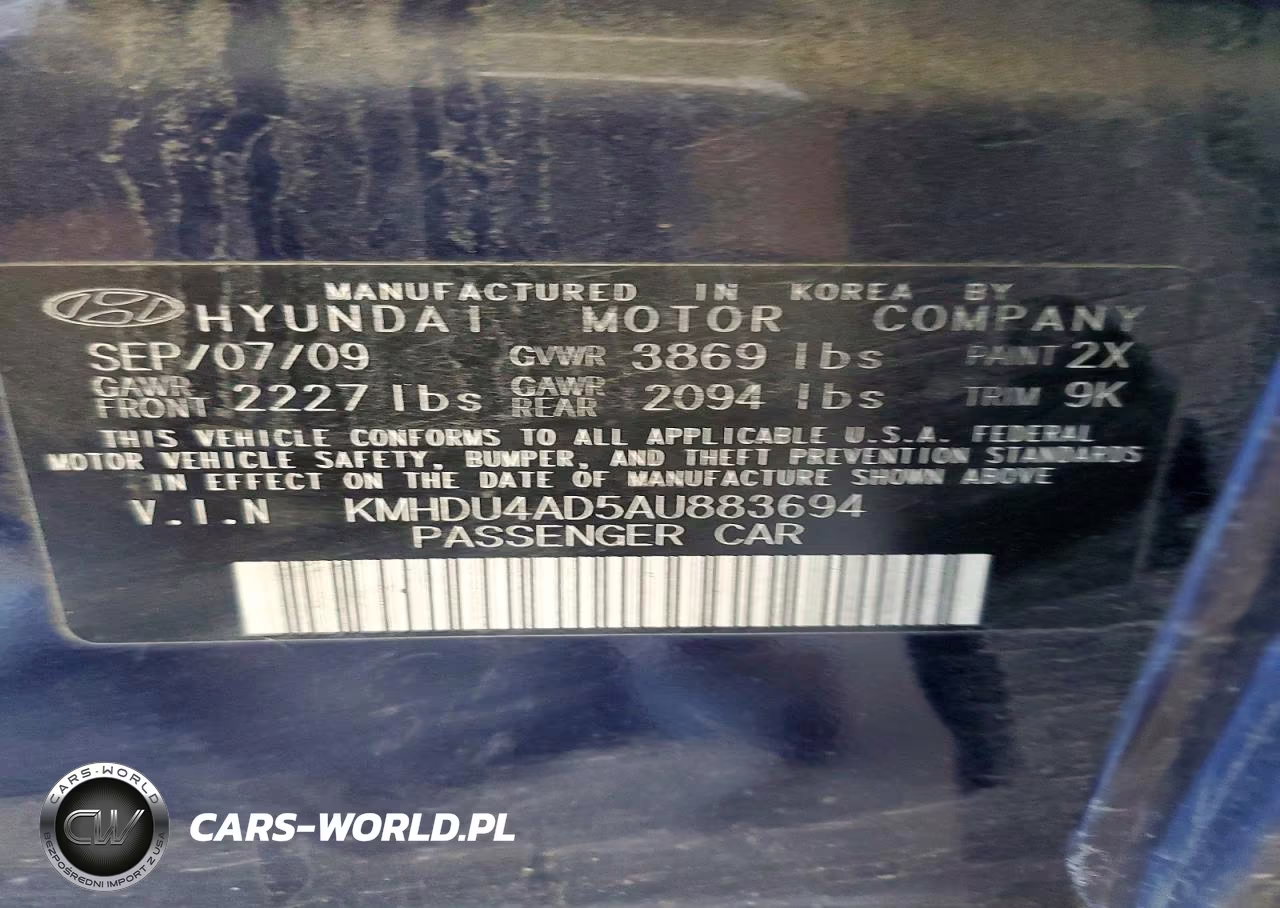 2010 Hyundai Elantra Gls VIN:KMHDU4AD5AU883694 - 12