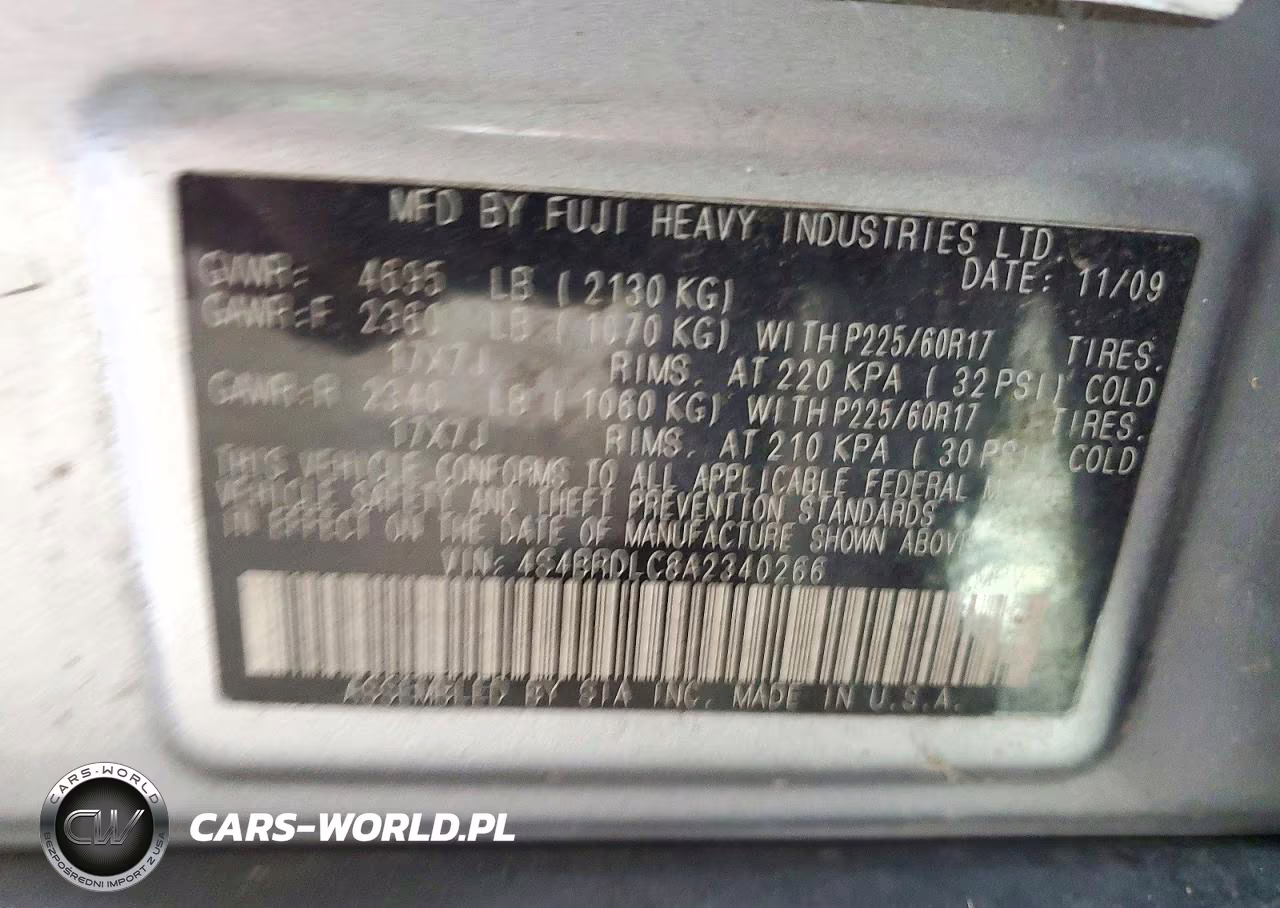 2010 Subaru Outback 3.6R Limited VIN:4S4BRDLC8A2340266 - 13