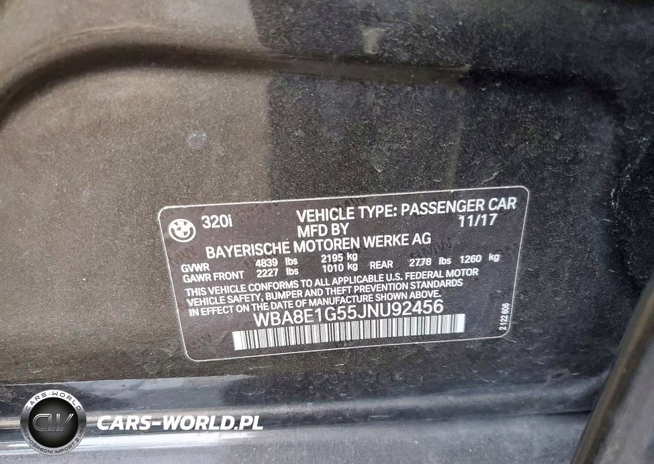 2018 BMW 320 I VIN:WBA8E1G55JNU92456 - 12