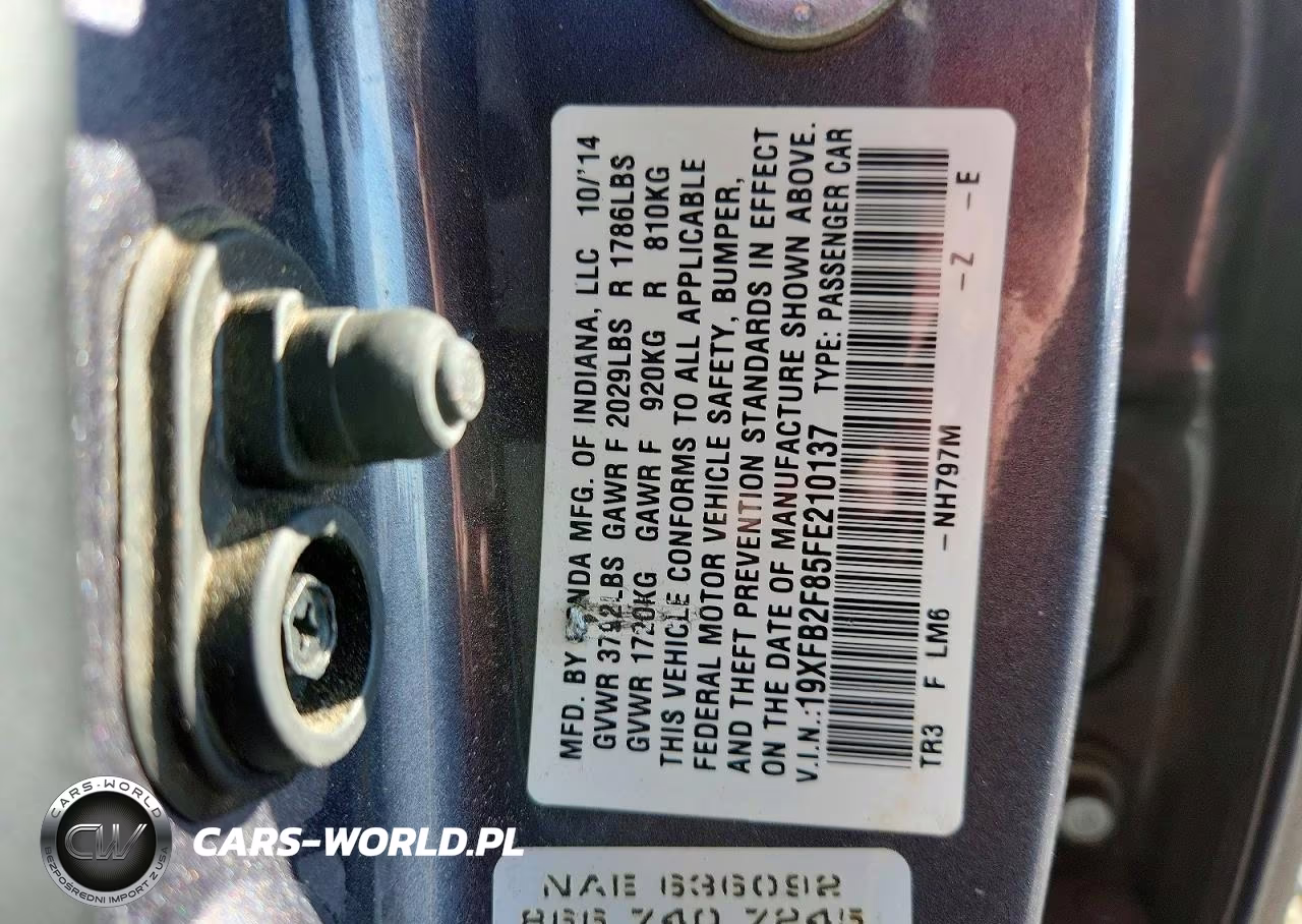 2015 Honda Civic Ex VIN:19XFB2F85FE210137 - 12