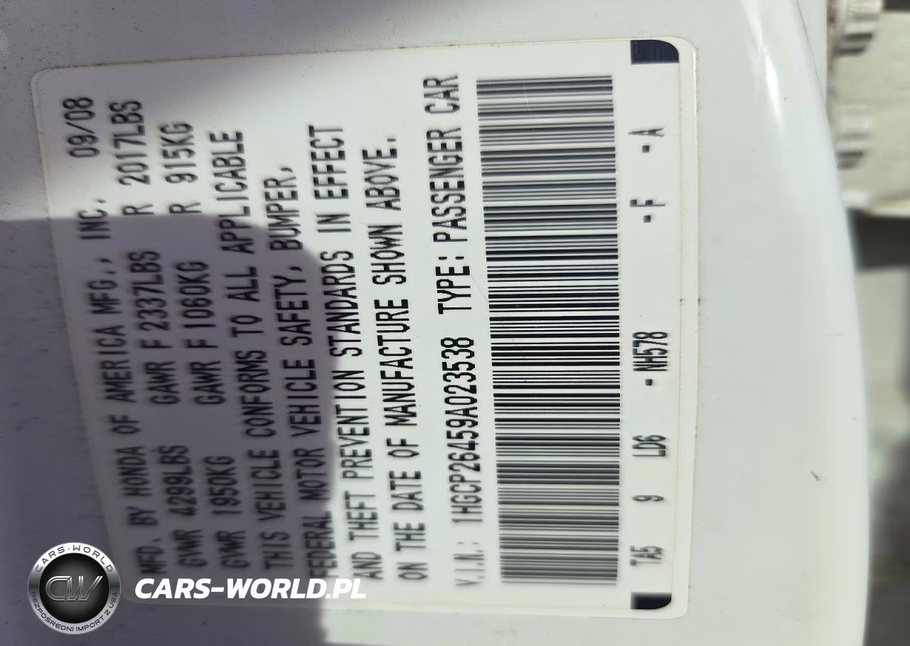 2009 Honda Accord Lxp VIN:1HGCP26459A023538 - 13