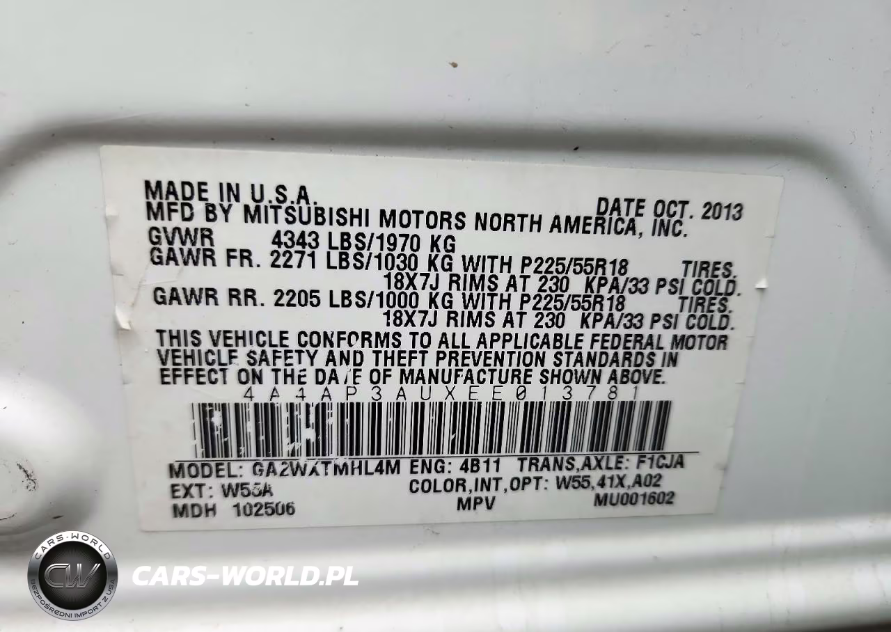 2014 Mitsubishi Outlander Sport Es VIN:4A4AP3AUXEE013781 - 13