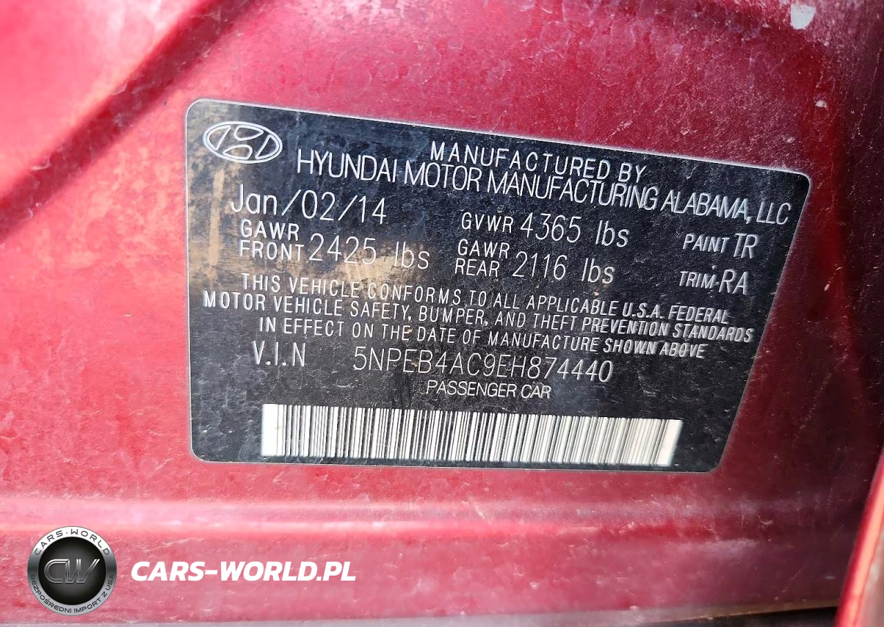 2014 Hyundai Sonata Gls VIN:5NPEB4AC9EH874440 - 13