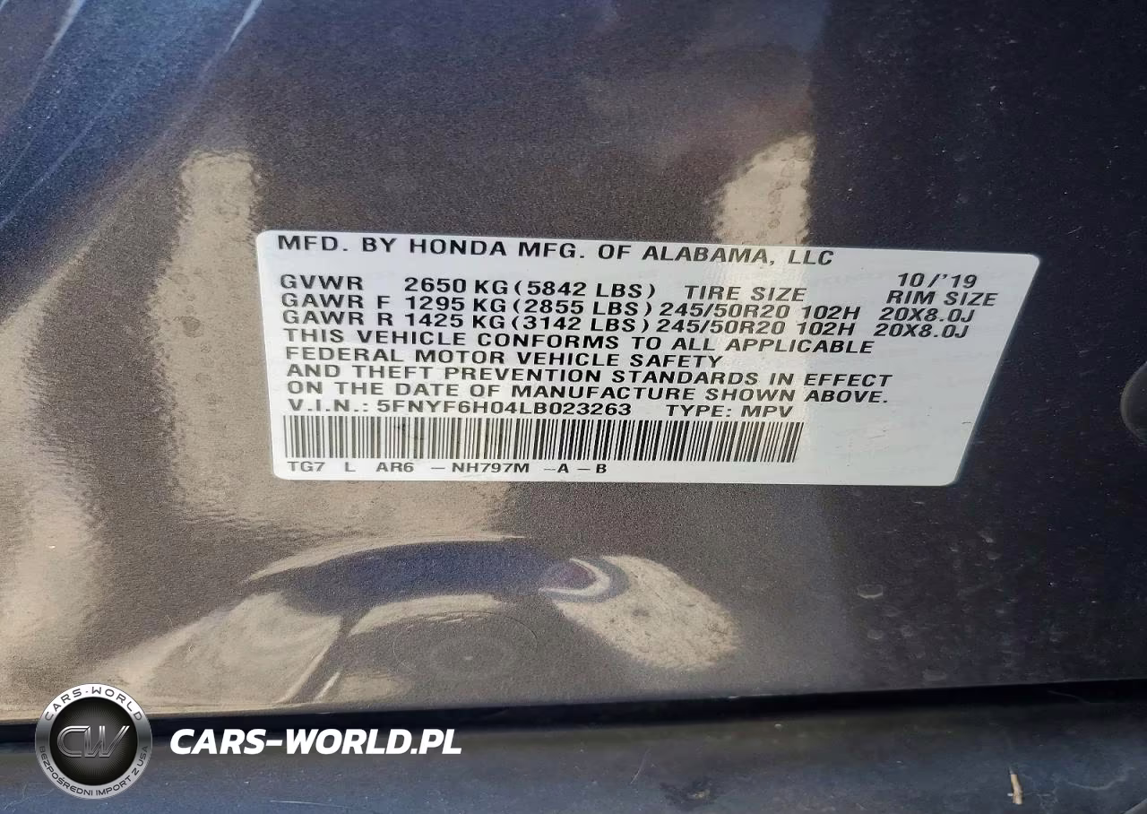 2020 Honda Pilot Elite VIN:5FNYF6H04LB023263 - 13