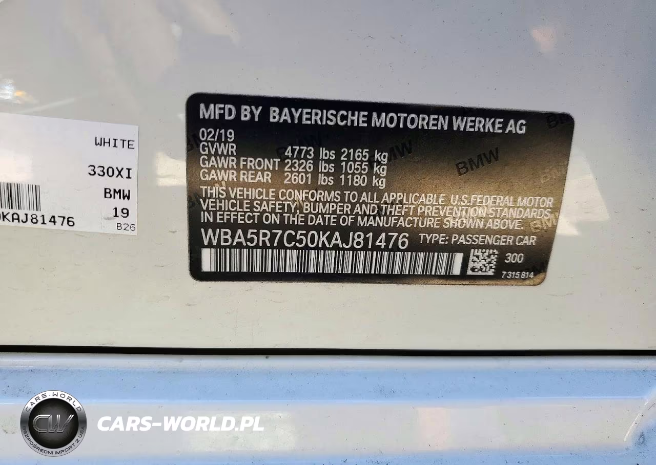 2019 BMW 330Xi VIN:WBA5R7C50KAJ81476 - 12