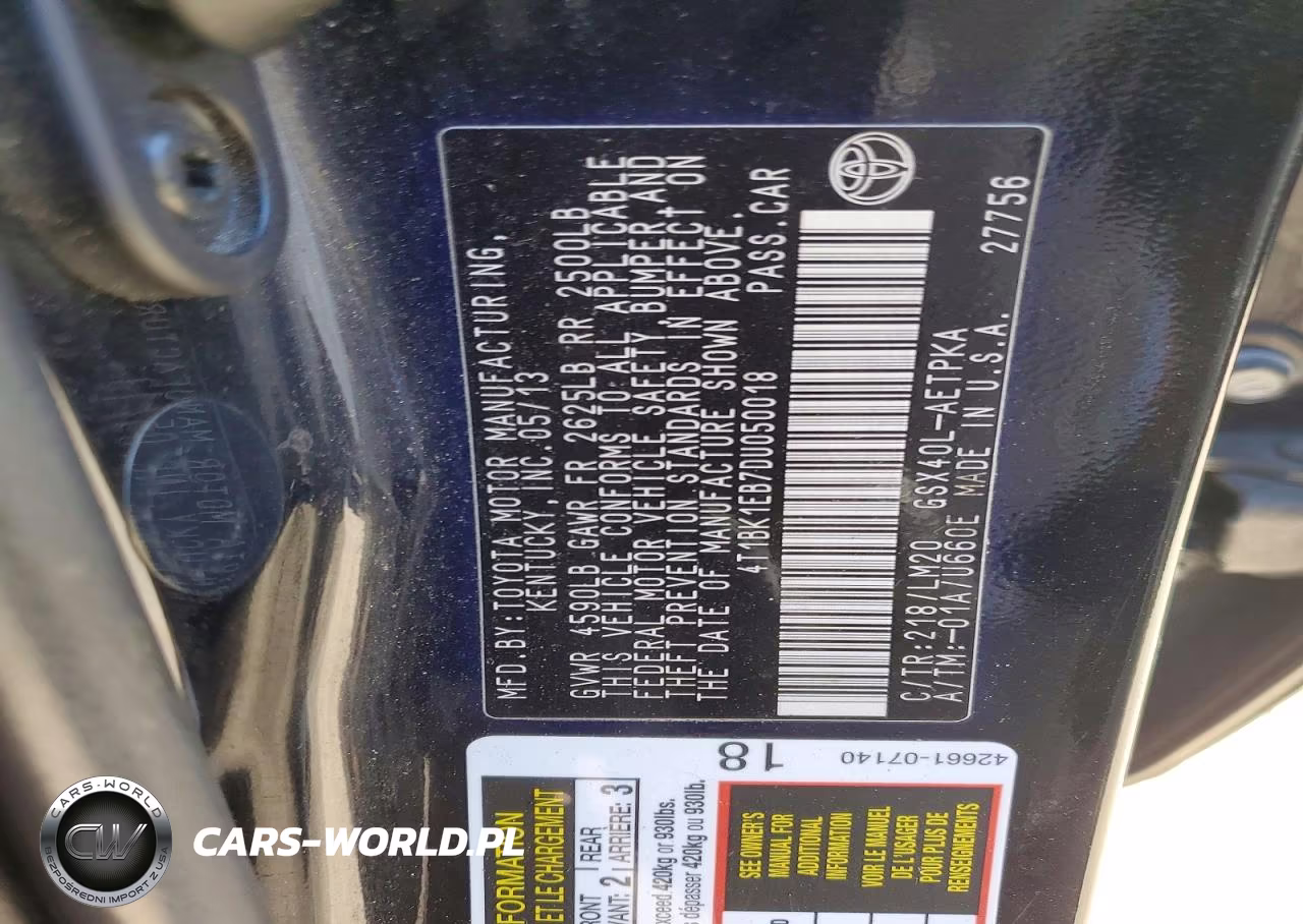 2013 Toyota Avalon Limited VIN:4T1BK1EB7DU050018 - 13