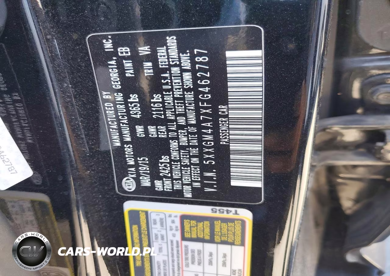 2015 Kia Optima Lx VIN:5XXGM4A7XFG462787 - 12