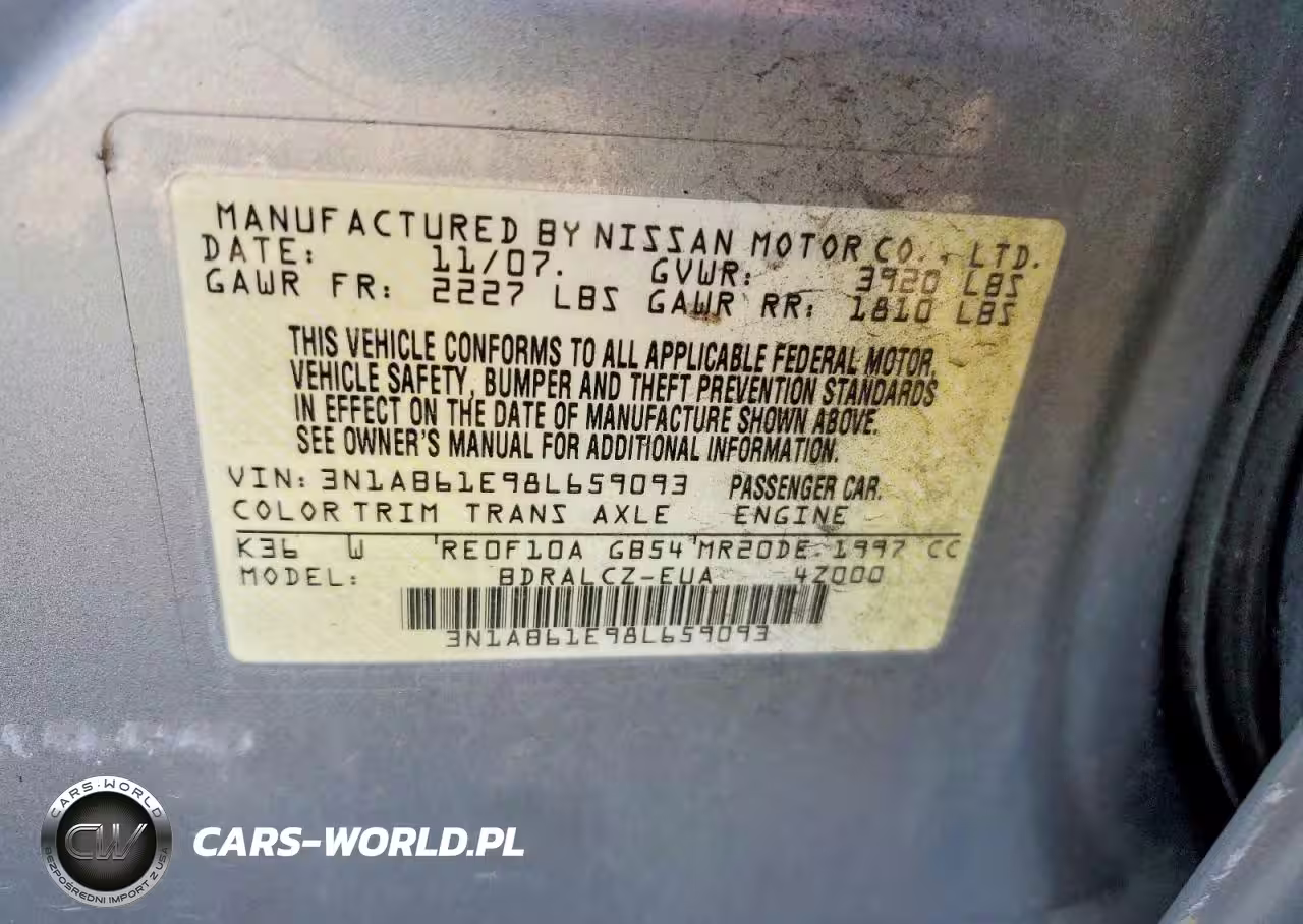 2008 Nissan Sentra 2.0 VIN:3N1AB61E98L659093 - 12