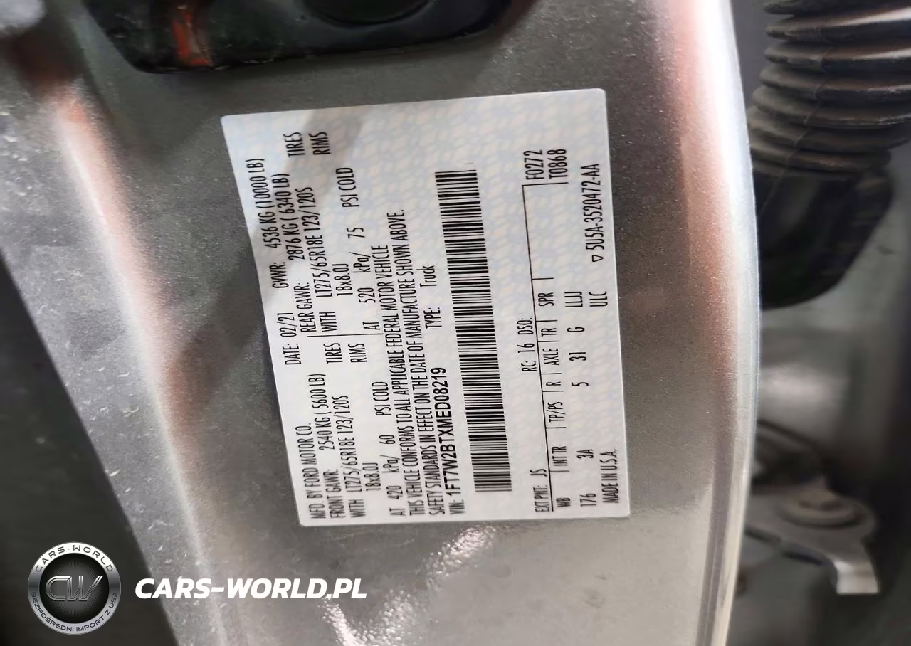 2021 Ford F250 Super Duty VIN:1FT7W2BTXMED08219 - 12