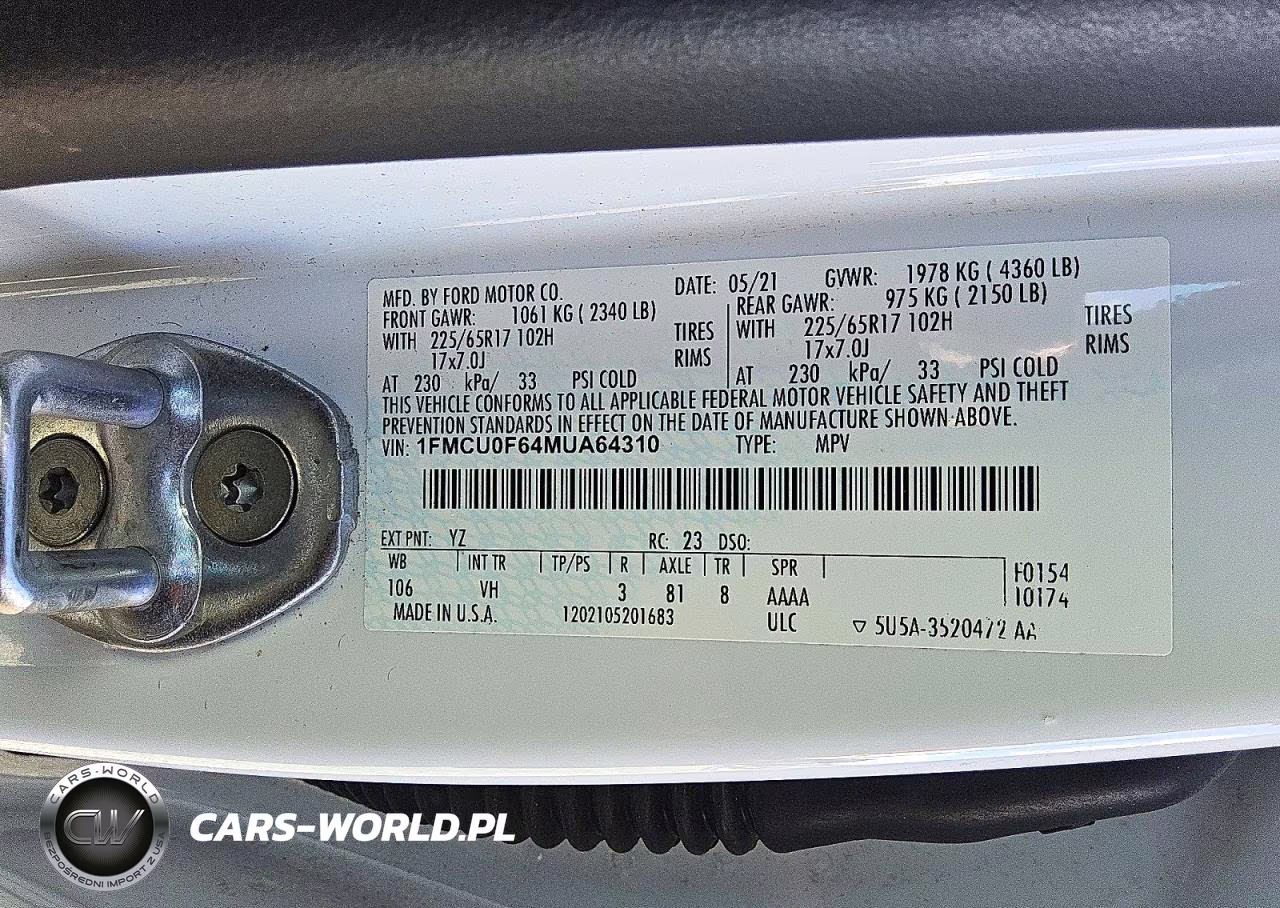 2021 Ford Escape S VIN:1FMCU0F64MUA64310 - 13